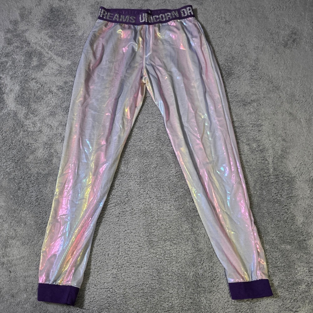 Top Drawer Womens S Joggers Silver Holographic Unicorn Dreams Iridescent Rave